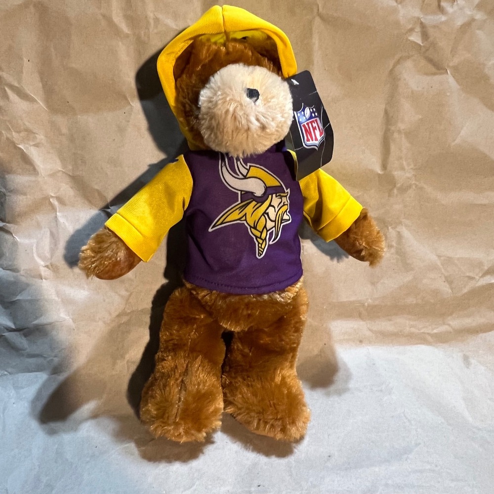Good Stuff 10" Minnesota Vikings Plush Bear Purple Gold NFL Hoodie NWT